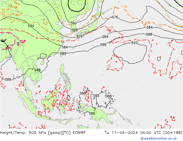 Z500/Rain (+SLP)/Z850 ECMWF mar 11.06.2024 06 UTC