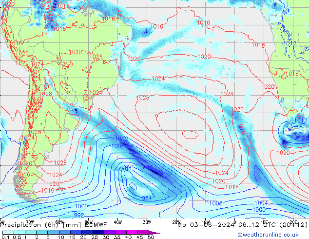 Z500/Rain (+SLP)/Z850 ECMWF пн 03.06.2024 12 UTC