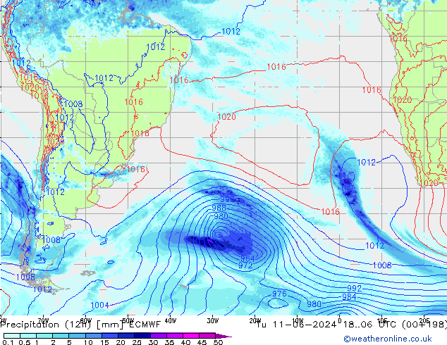 Yağış (12h) ECMWF Sa 11.06.2024 06 UTC