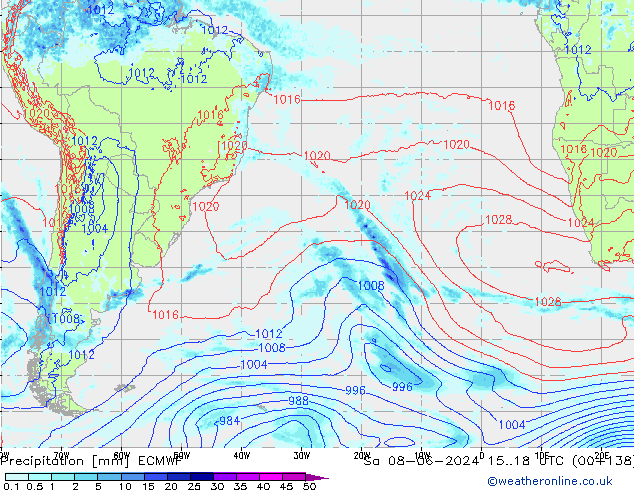 Precipitation ECMWF Sa 08.06.2024 18 UTC