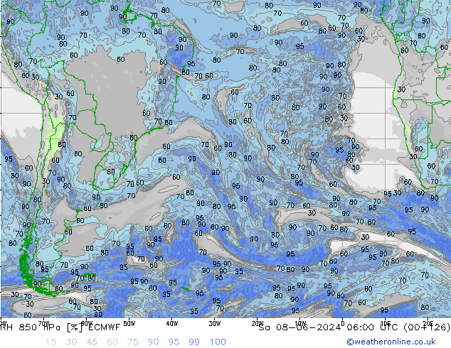 RH 850 hPa ECMWF  08.06.2024 06 UTC