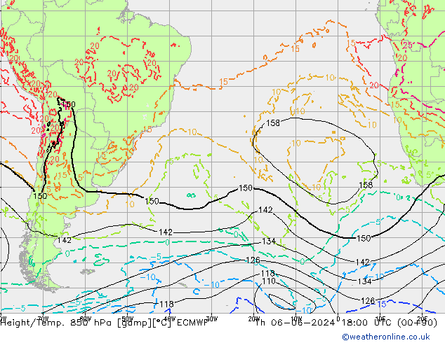 Z500/Rain (+SLP)/Z850 ECMWF czw. 06.06.2024 18 UTC