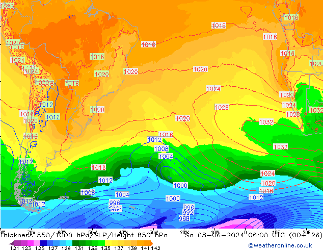 Thck 850-1000 hPa ECMWF  08.06.2024 06 UTC