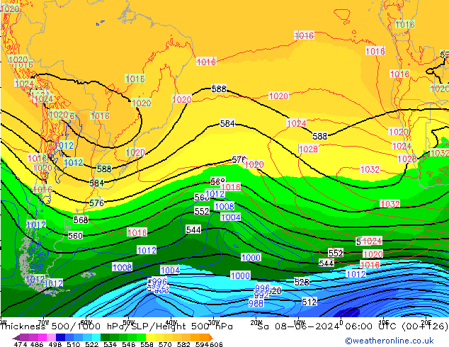 Thck 500-1000hPa ECMWF sab 08.06.2024 06 UTC