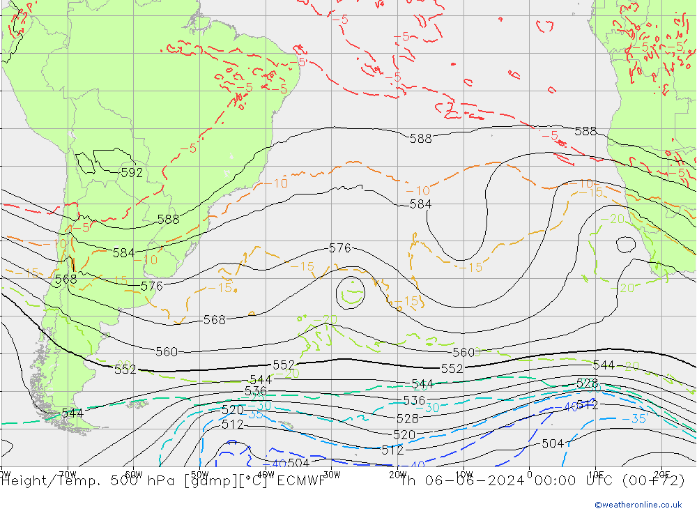 Z500/Rain (+SLP)/Z850 ECMWF czw. 06.06.2024 00 UTC