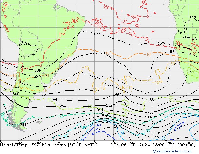 Z500/Rain (+SLP)/Z850 ECMWF czw. 06.06.2024 18 UTC