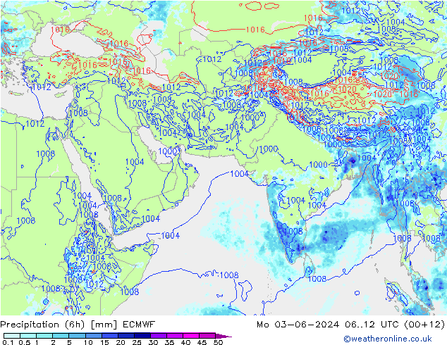 Z500/Rain (+SLP)/Z850 ECMWF Mo 03.06.2024 12 UTC