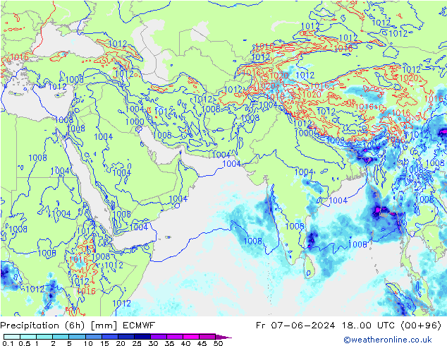 Z500/Rain (+SLP)/Z850 ECMWF vie 07.06.2024 00 UTC