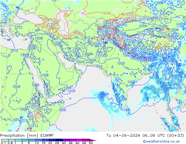 Précipitation ECMWF mar 04.06.2024 09 UTC