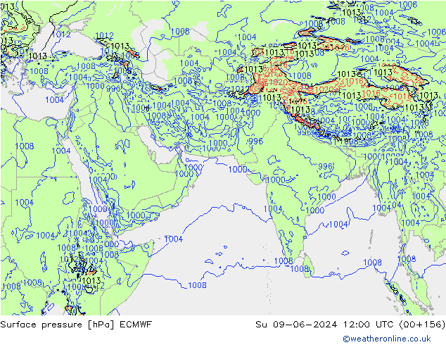 pressão do solo ECMWF Dom 09.06.2024 12 UTC