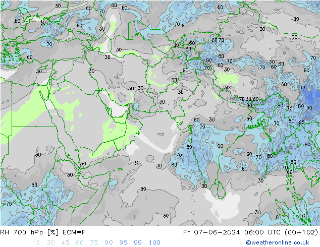 RH 700 hPa ECMWF pt. 07.06.2024 06 UTC