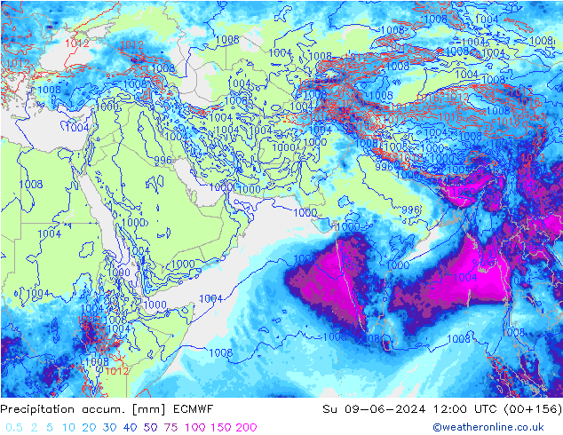 Precipitación acum. ECMWF dom 09.06.2024 12 UTC