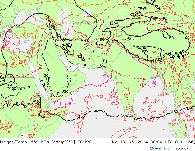 Z500/Rain (+SLP)/Z850 ECMWF Po 10.06.2024 00 UTC