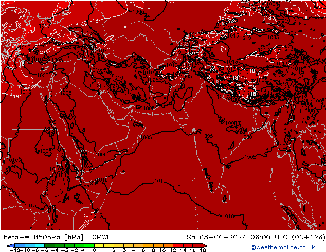 Theta-W 850гПа ECMWF сб 08.06.2024 06 UTC