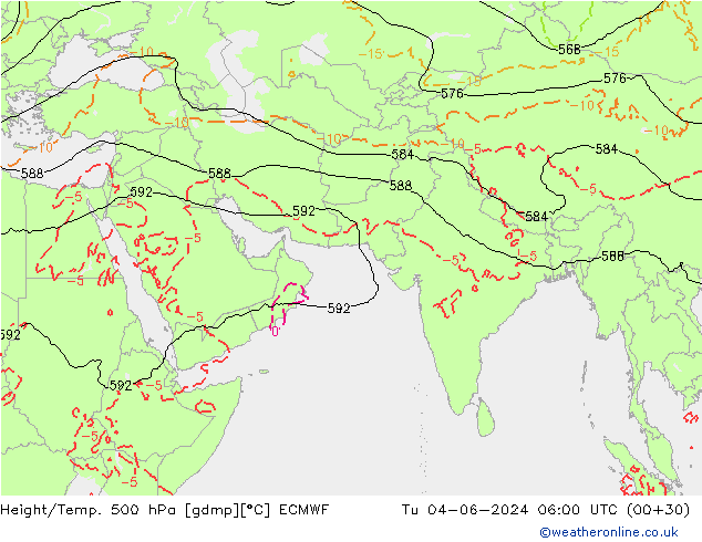 Z500/Rain (+SLP)/Z850 ECMWF Tu 04.06.2024 06 UTC