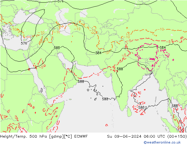 Yükseklik/Sıc. 500 hPa ECMWF Paz 09.06.2024 06 UTC