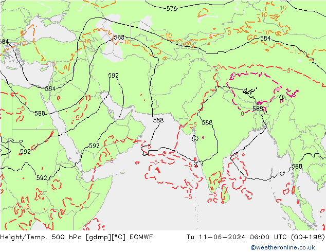 Z500/Rain (+SLP)/Z850 ECMWF mar 11.06.2024 06 UTC