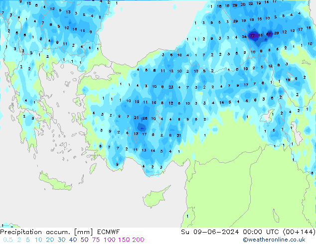 Precipitación acum. ECMWF dom 09.06.2024 00 UTC