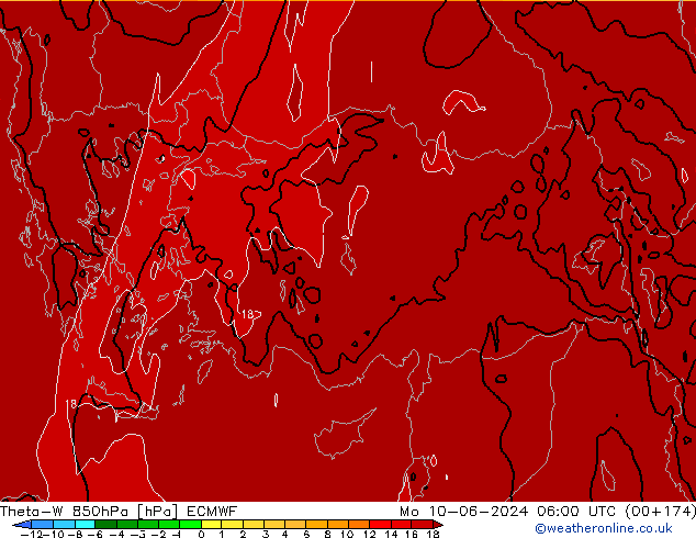 Theta-W 850hPa ECMWF lun 10.06.2024 06 UTC