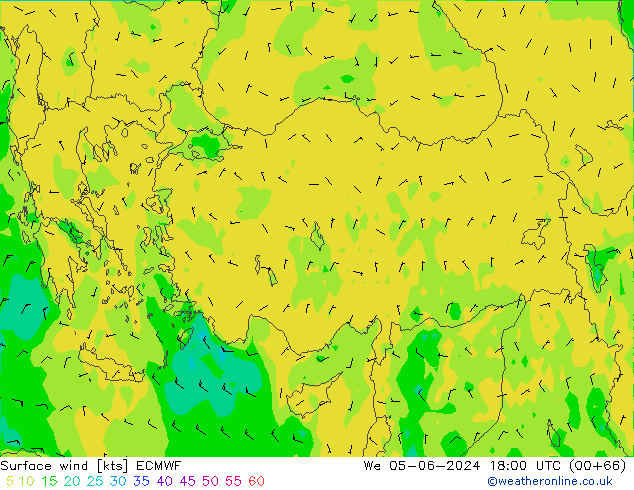 Viento 10 m ECMWF mié 05.06.2024 18 UTC