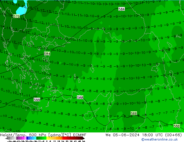 Z500/Rain (+SLP)/Z850 ECMWF mer 05.06.2024 18 UTC