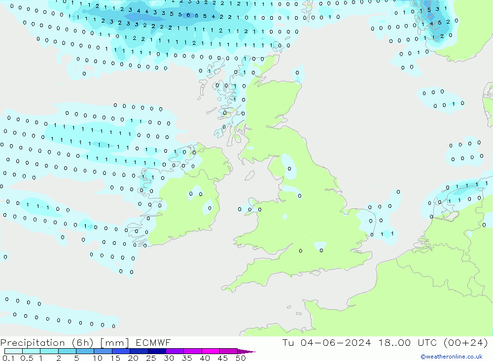 Z500/Rain (+SLP)/Z850 ECMWF Út 04.06.2024 00 UTC