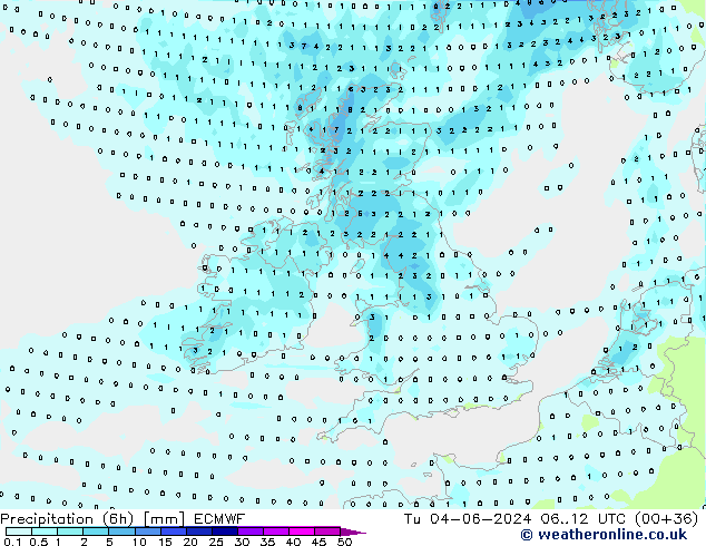 Z500/Rain (+SLP)/Z850 ECMWF вт 04.06.2024 12 UTC