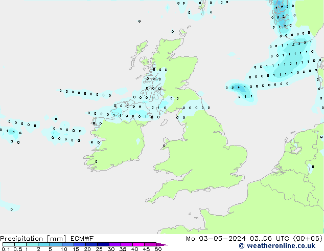 Niederschlag ECMWF Mo 03.06.2024 06 UTC