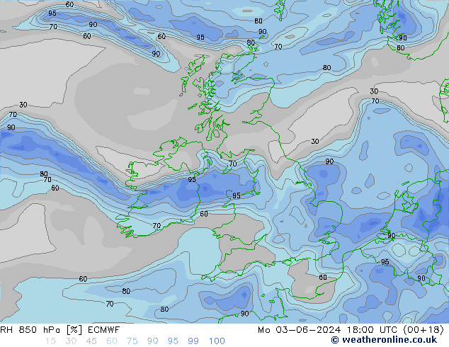 RH 850 hPa ECMWF  03.06.2024 18 UTC