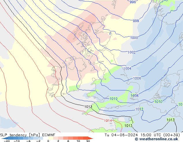 Tendenza di Pressione ECMWF mar 04.06.2024 15 UTC