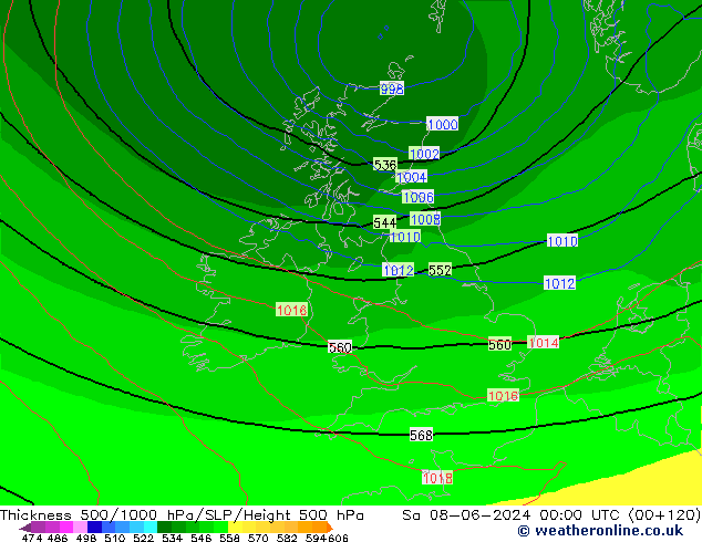 Thck 500-1000hPa ECMWF Sáb 08.06.2024 00 UTC