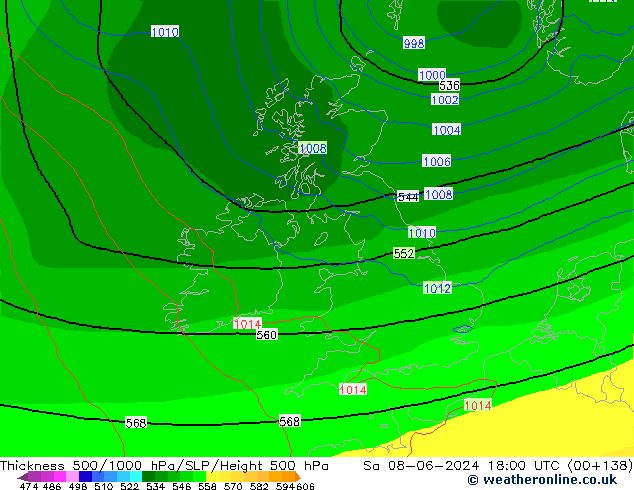 Thck 500-1000hPa ECMWF Sa 08.06.2024 18 UTC