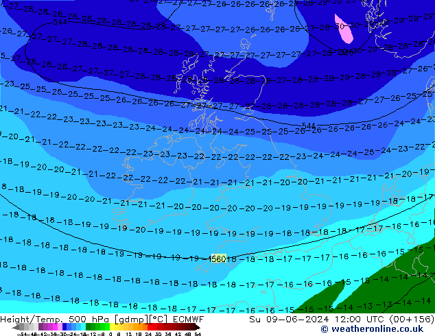 Z500/Rain (+SLP)/Z850 ECMWF Ne 09.06.2024 12 UTC