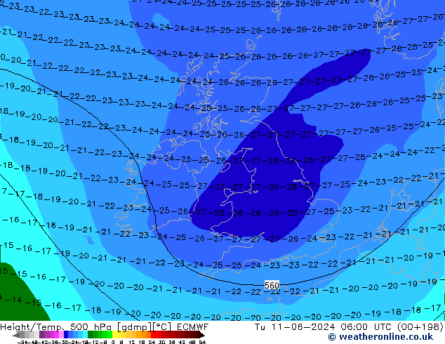 Z500/Rain (+SLP)/Z850 ECMWF mar 11.06.2024 06 UTC