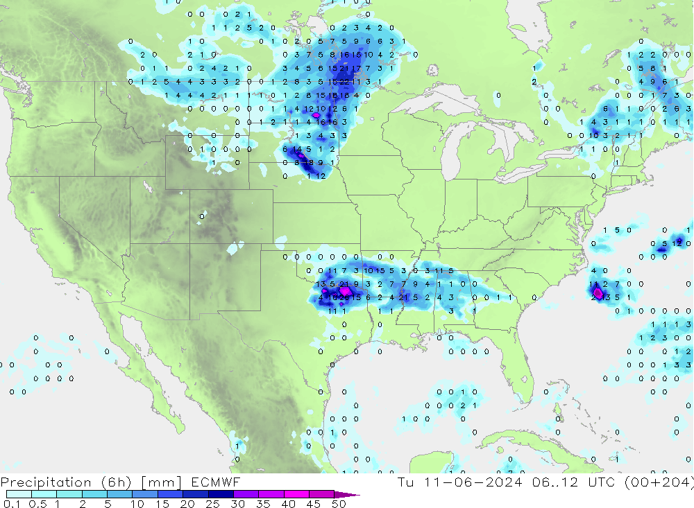 Z500/Rain (+SLP)/Z850 ECMWF Tu 11.06.2024 12 UTC