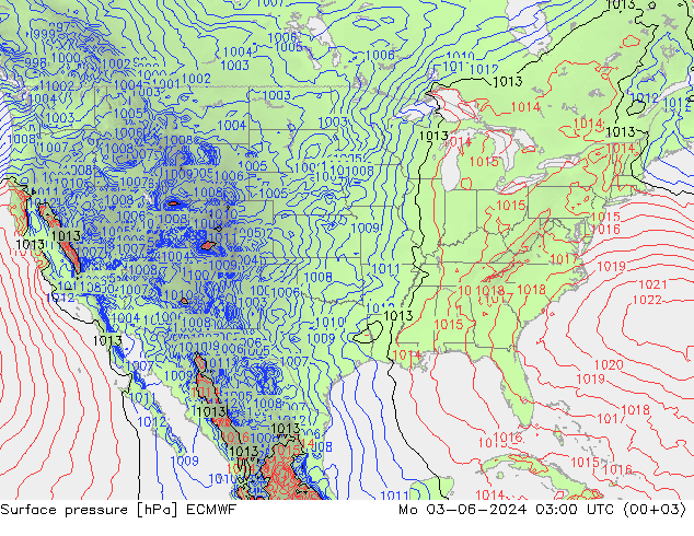 Surface pressure ECMWF Mo 03.06.2024 03 UTC