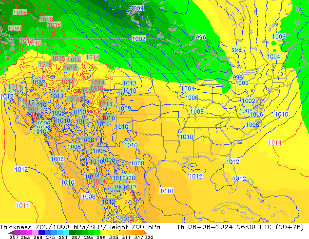 Dikte700-1000 hPa ECMWF do 06.06.2024 06 UTC