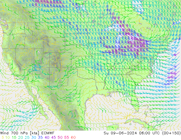 Wind 700 hPa ECMWF So 09.06.2024 06 UTC