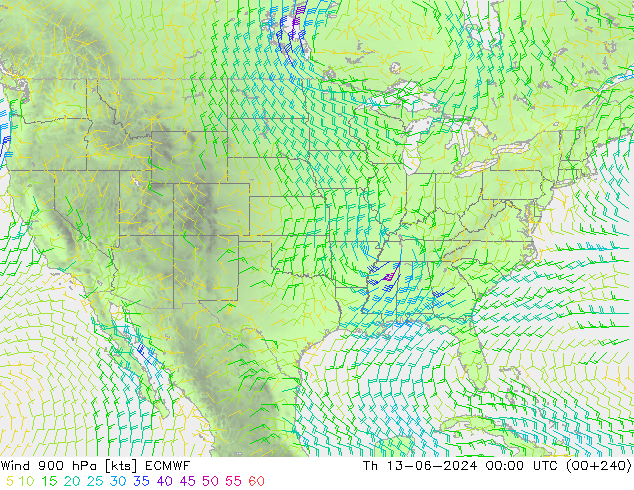 Wind 900 hPa ECMWF Th 13.06.2024 00 UTC