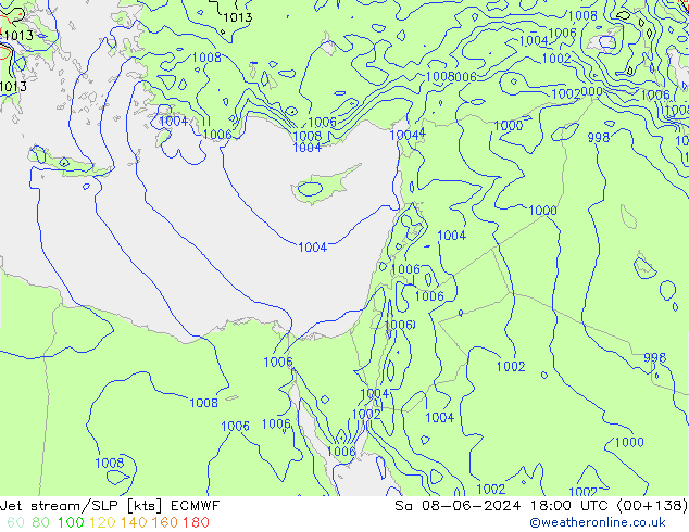 Corriente en chorro ECMWF sáb 08.06.2024 18 UTC