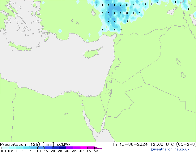 Précipitation (12h) ECMWF jeu 13.06.2024 00 UTC