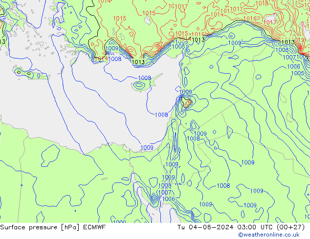 ciśnienie ECMWF wto. 04.06.2024 03 UTC