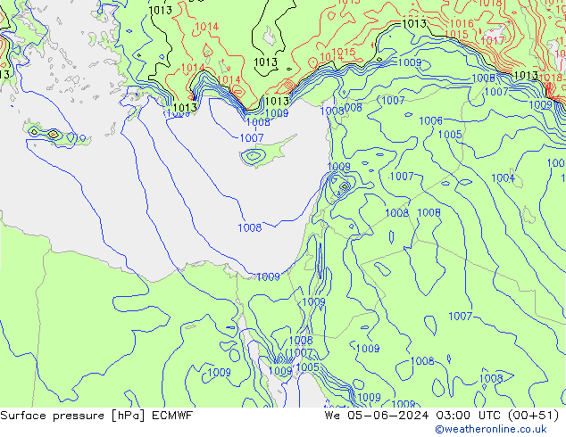 pression de l'air ECMWF mer 05.06.2024 03 UTC