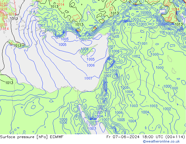 Bodendruck ECMWF Fr 07.06.2024 18 UTC