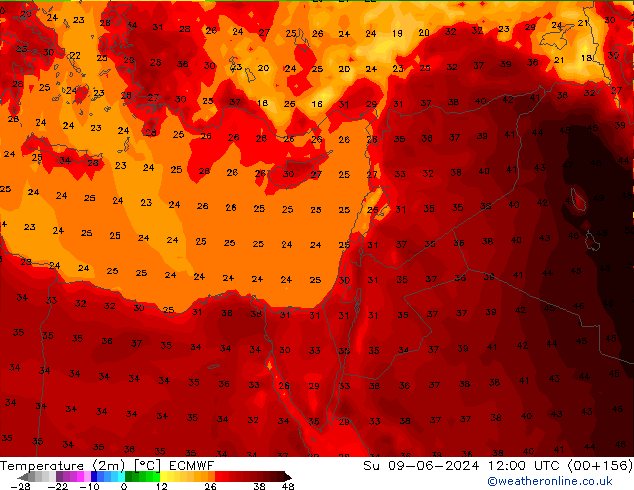 Temperature (2m) ECMWF Su 09.06.2024 12 UTC