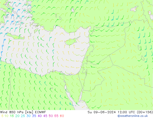 Vent 850 hPa ECMWF dim 09.06.2024 12 UTC