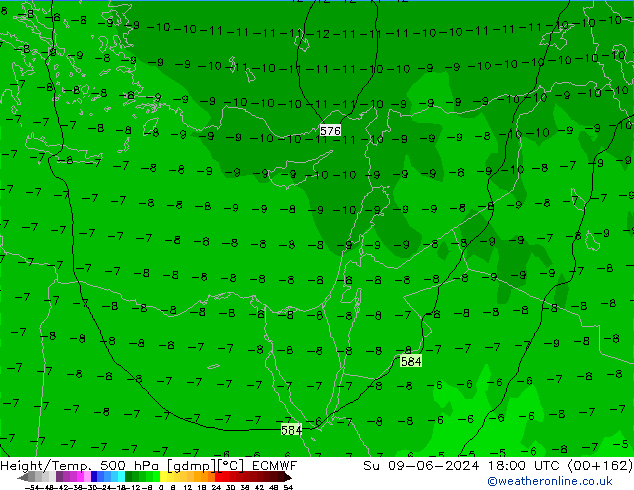 Z500/Rain (+SLP)/Z850 ECMWF dom 09.06.2024 18 UTC