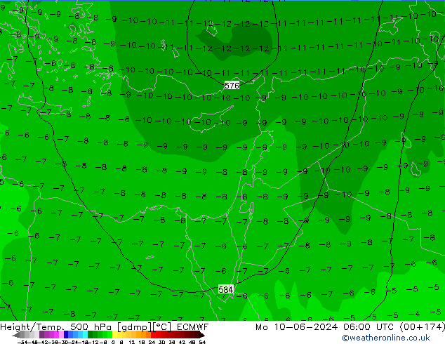 Z500/Yağmur (+YB)/Z850 ECMWF Pzt 10.06.2024 06 UTC