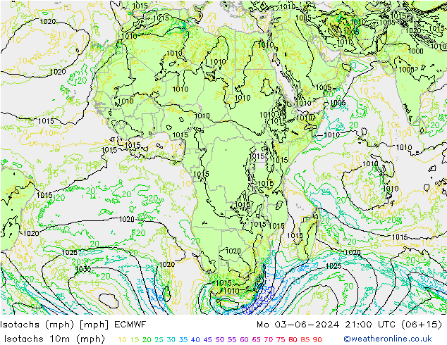 Isotachs (mph) ECMWF Mo 03.06.2024 21 UTC