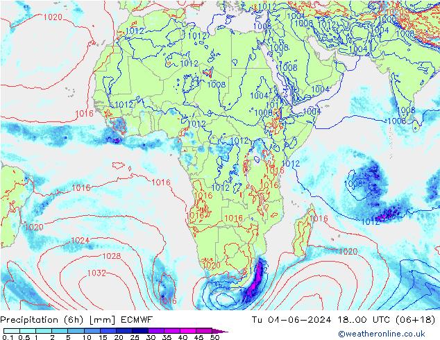 Z500/Regen(+SLP)/Z850 ECMWF di 04.06.2024 00 UTC